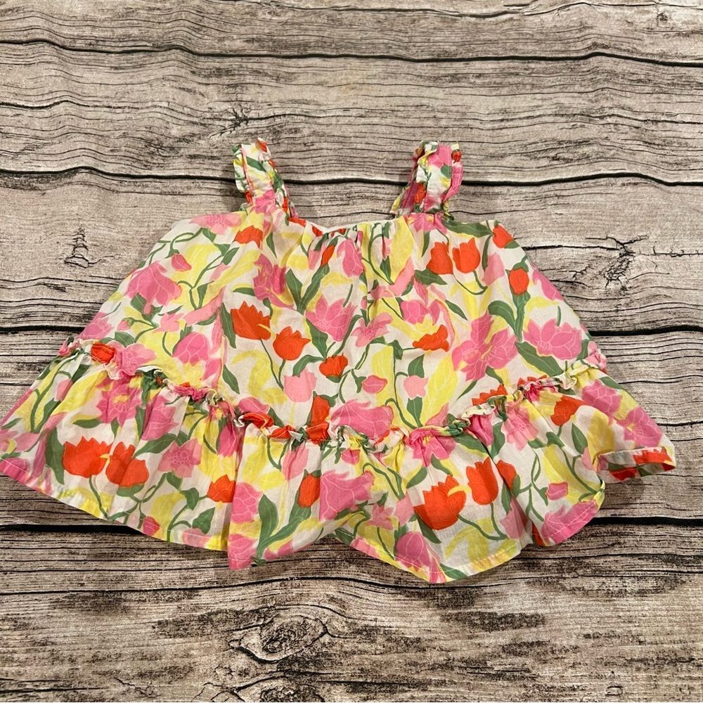 Janie and Jack Cotton Sleeveless Top in floral print size 12-18 months